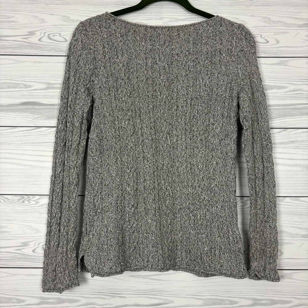 LAUREN RALPH LAUREN LRL HEATHER GRAY CABLE KNIT SWEATER PULLOVER MEDIUM